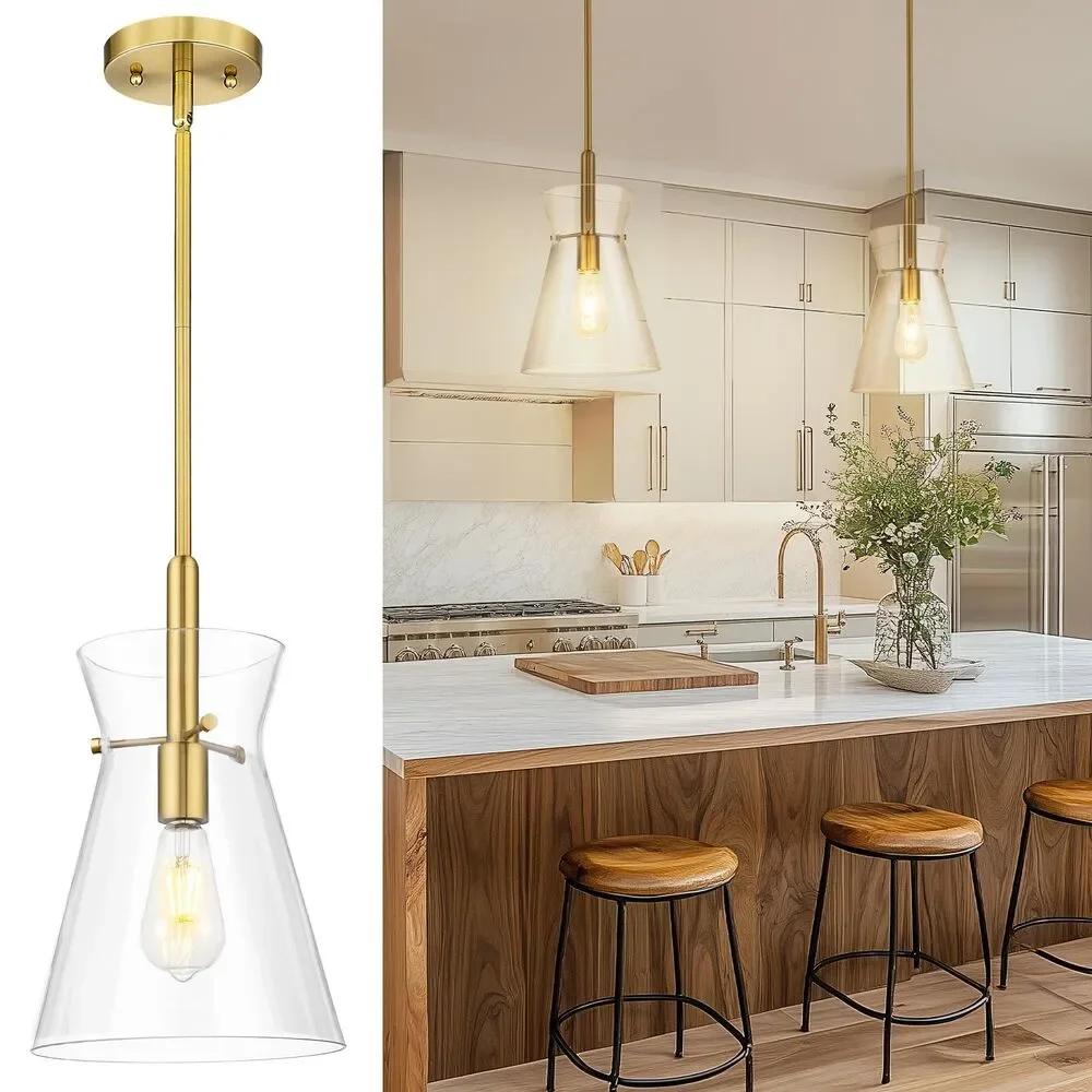 Brushed Gold Modern Pendant Light w/ 9